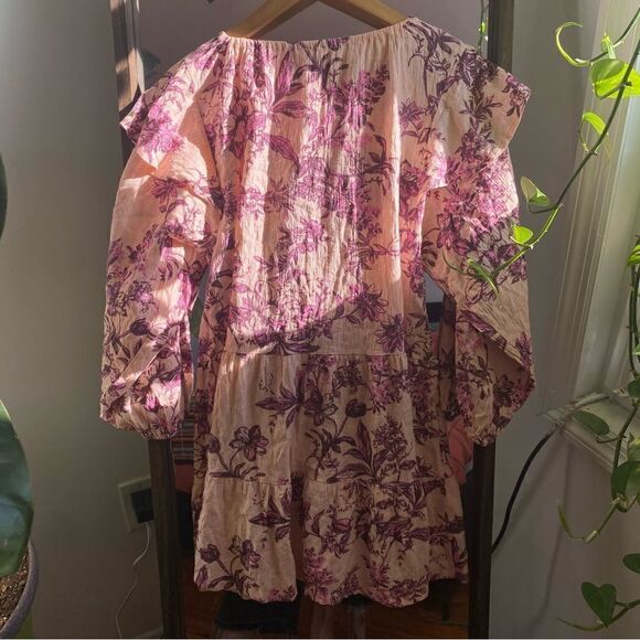 Free People Sunbaked Mini Dress Peach Combo XSmall Pink Purple Floral Mini - Picture 6 of 6